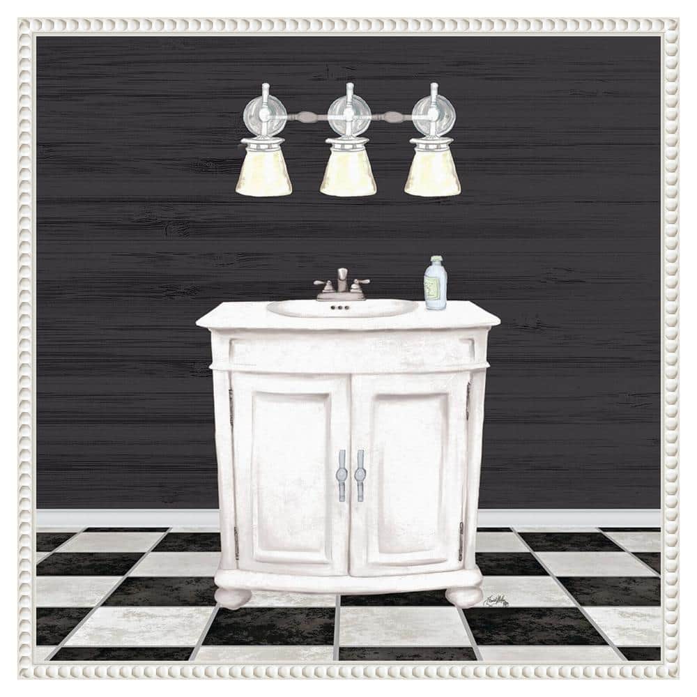 Modern Bathroom I White and Black Canvas Wall Art