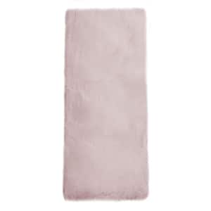 Mmlior Faux Rabbit Fur Pink 2 ft. x 6 ft. Fluffy Cozy Furry Area Rug Runner Rug
