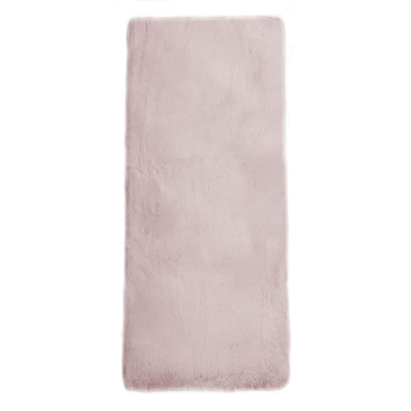 Latepis Mmlior Faux Rabbit Fur Pink 2 ft. x 6 ft. Fluffy Cozy Furry Area Rug Runner Rug
