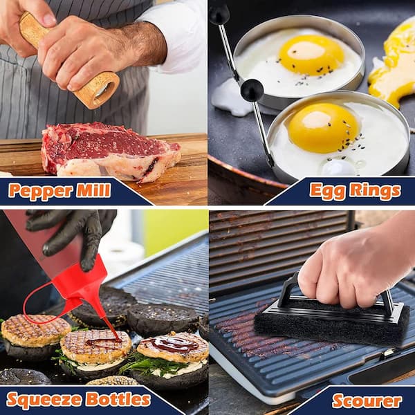 QIIBURR All in One Frying Pan Outdoor Camping Grill Pan Stainless Steel  Camping Picnic Barbecue Frying Pan Grill Pan Oil Filter Scorch Grill  Stainless