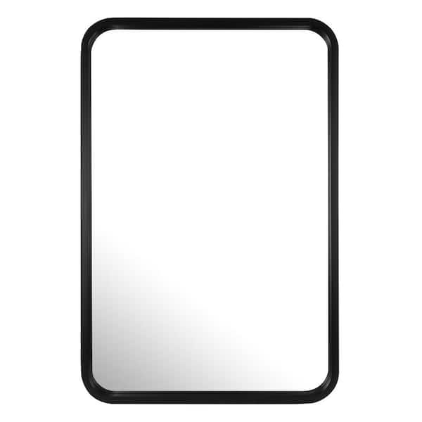 Black 24 in W x 36 in. H Farmhose Rectangle Wood Framed Vintage French Mirror