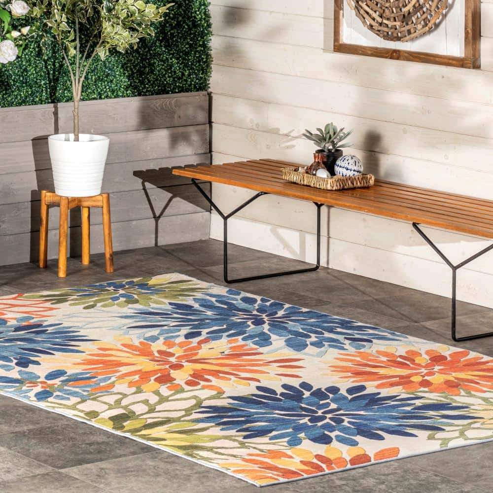 Rosana Multicolor Floral Washable Synthetic Area Rug 3' x 5'