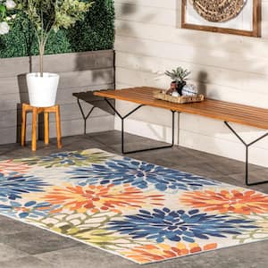 Rosana Machine Washable Multicolor 3 ft. x 5 ft. Floral Indoor/Outdoor Area Rug