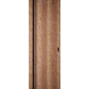 28 in. x 84 in. Unassembled Universal/Reversible Solid Wood Walnut Flush Mount Hidden Door with Silver Hinge