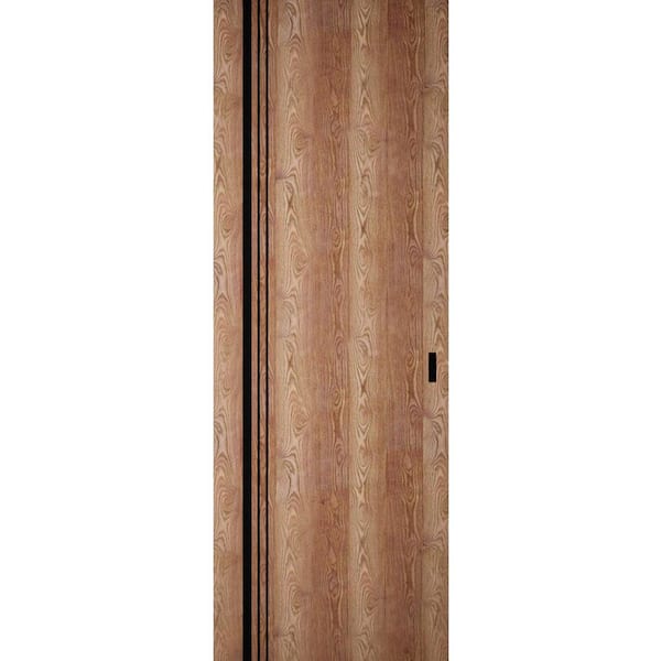 32 in. x 80 in. Unassembled Universal/Reversible Solid Wood Walnut Flush Mount Hidden Door with Silver Hinge
