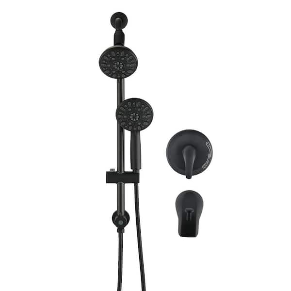 Single Handle 7-Spray Tub and Shower Faucet 2 GPM in Spot Defense Matte Black Valve Included