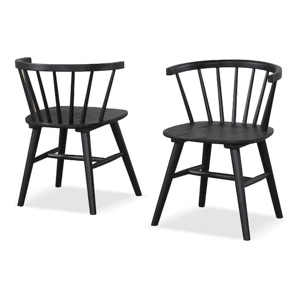 Furniture of America Veneten Black Wood Dining Chairs (Set of 2)