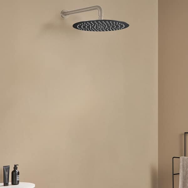1-Spray Pattern with 2.5-GPM Round 10 in. Ceiling Mount Rain Fixed Shower Head in Matte Black