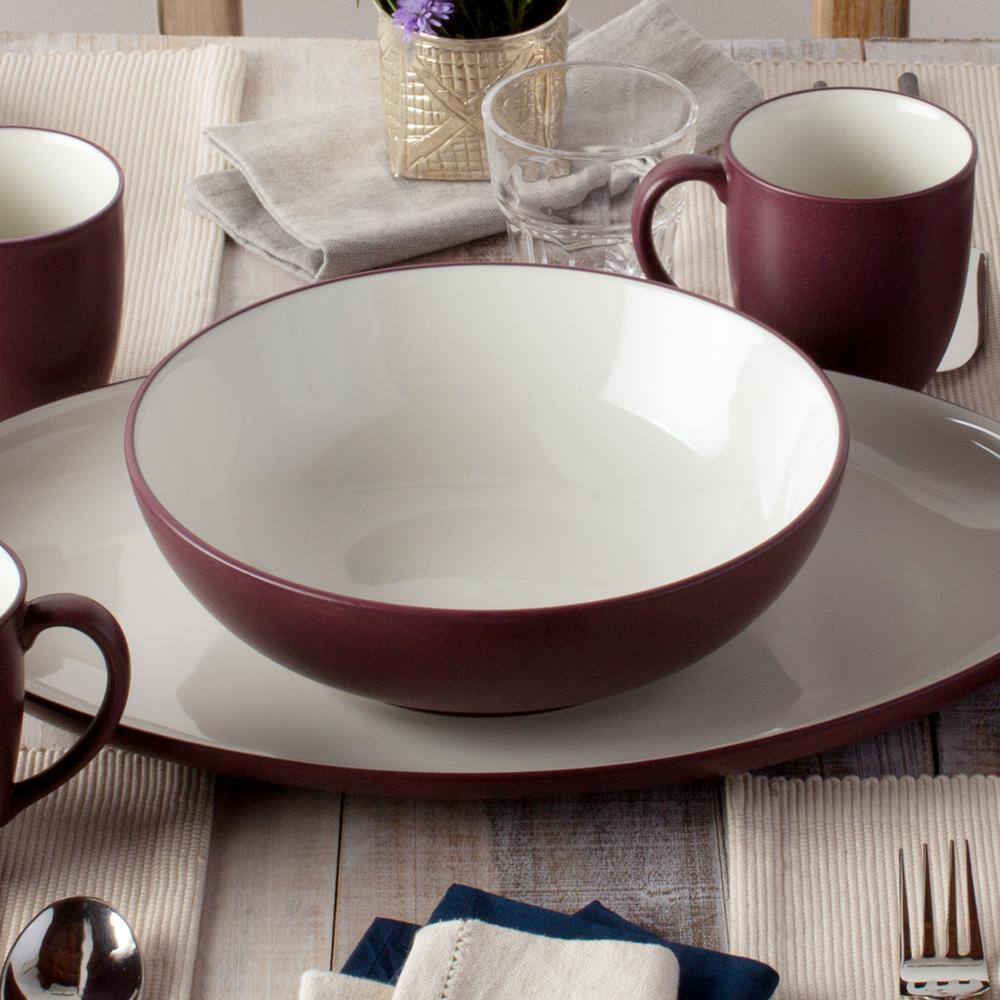 Burgundy Ceramic Round Serving Bowl, 9.5", 64 oz.