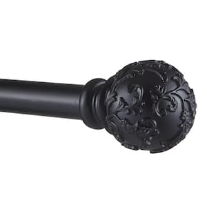 Vine 36 in. - 72 in. Adjustable 1 in. Single Curtain Rod Kit in Matte Black with Finial