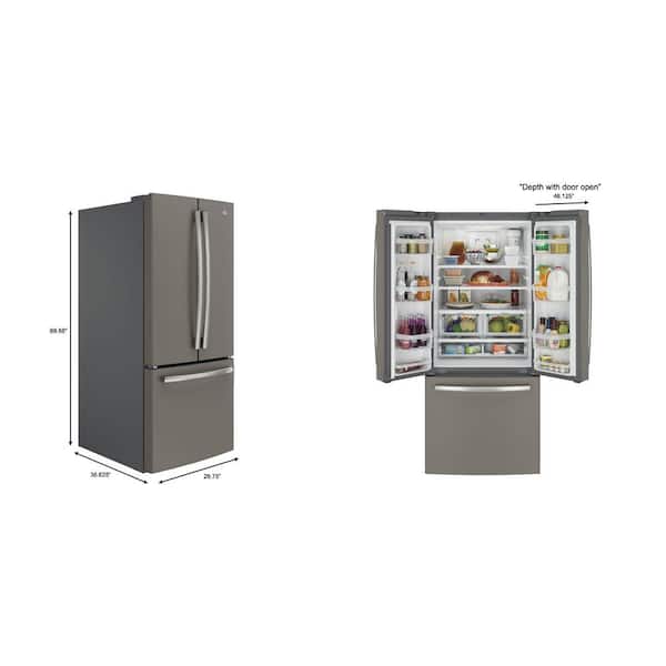 Ge 20 8 Cu Ft French Door Refrigerator In Slate Fingerprint Resistant And Energy Star Gne21fmkes The Home Depot