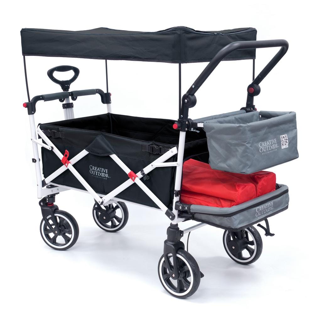 3.4 cu.ft. Metal Folding Garden Cart Titanium Series in Black