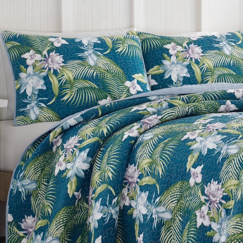 Coastal Breeze Full/Queen Blue Cotton Reversible Quilt Set