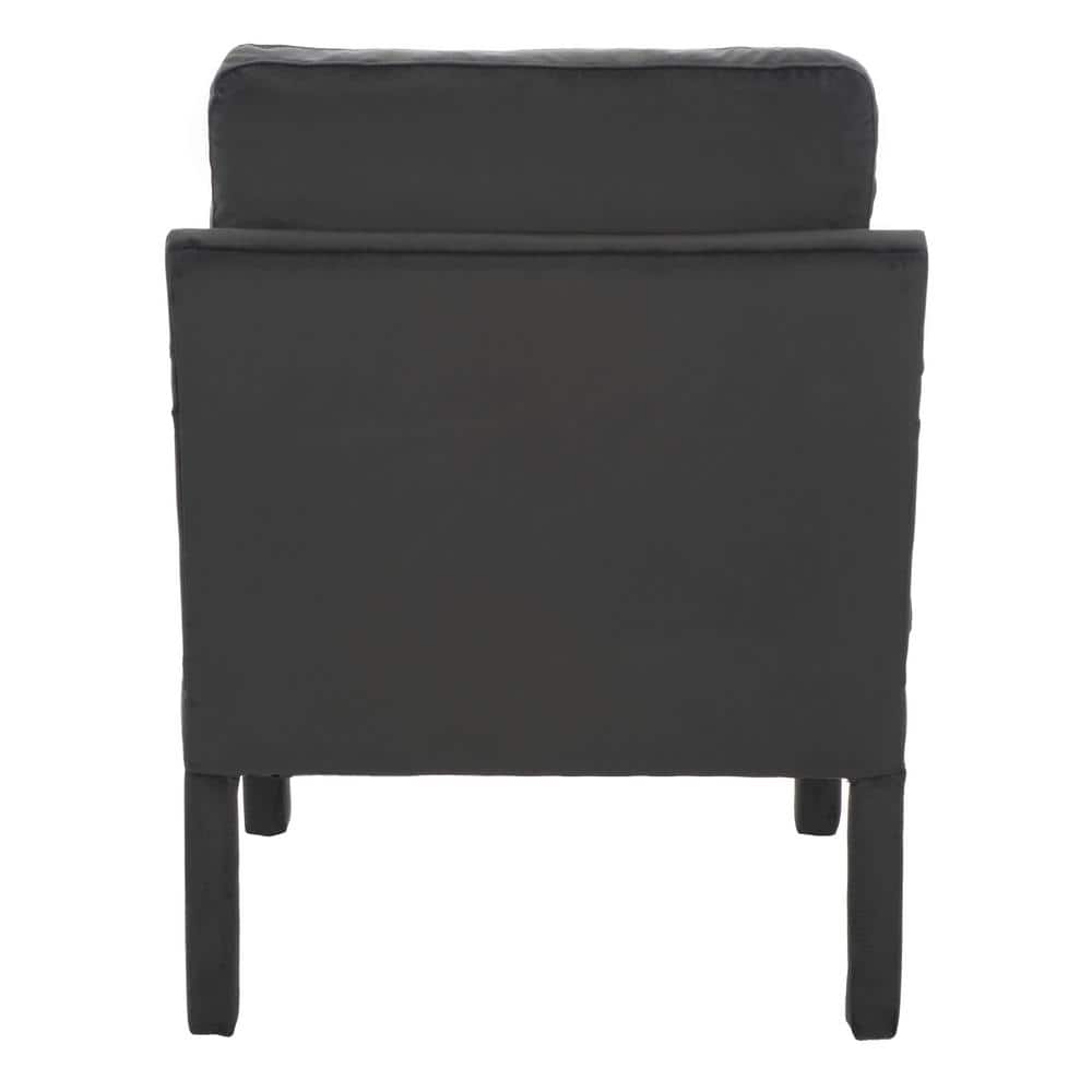 Mid-Century Black Velvet Accent Chair with Pine Wood Frame