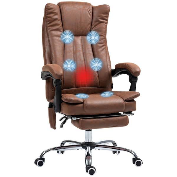 Vinsetto Microfiber Office Chair, High Back Computer Chair with 6 Point Massage, Heat, Adjustable Height, Brown