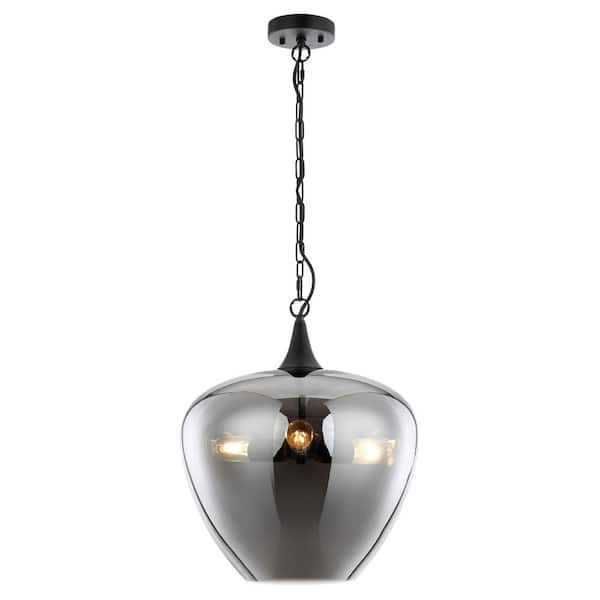 Malibu 3-Light Black Pendant with Smokey Glass Shade
