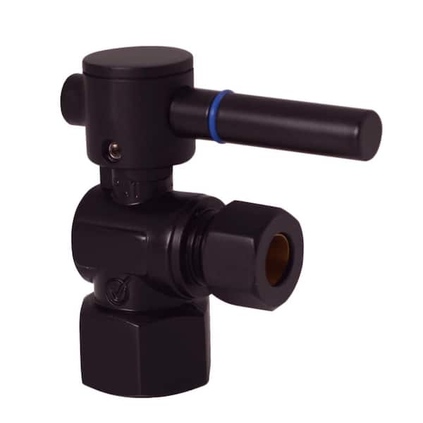 Westbrass 1/2 in. IPS x 3/8 in. O.D. Angle Stop with 1/4-Turn Lever Handle, Oil Rubbed Bronze
