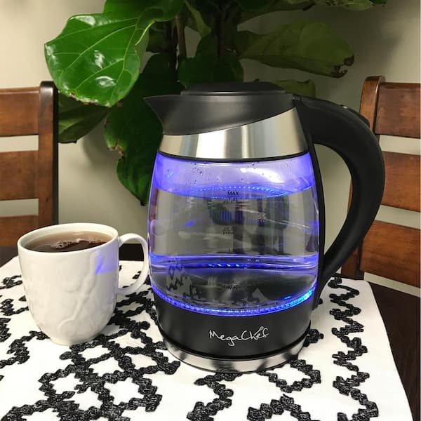 Better Chef 7-Cup Black and Clear Glass Cordless Electric Tea