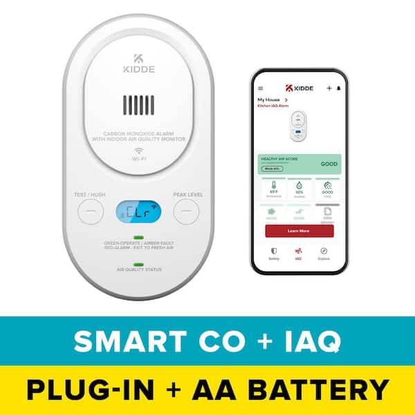 Plug-In Smart Carbon Monoxide Detector, Air Quality Monitor with AA Battery Backup, Real-Time Notifications, COPDLQW