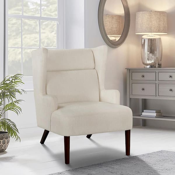 Marriana Beige Chenille Upholstery Accent Arm Chair