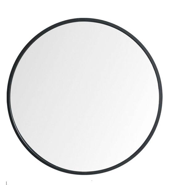FUNKOL 32 in. W x 32 in. H Round Metal Framed Wall Mounted Bathroom Vanity Mirror for Living Room Bedroom in Black