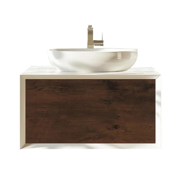 Bellemave 30 Inch Bathroom Vanity and Sink Combo,Double Door Freestanding  Bathroom Vanity Sink Set with Soild Wood Frame, Single Resin Vessel Sink