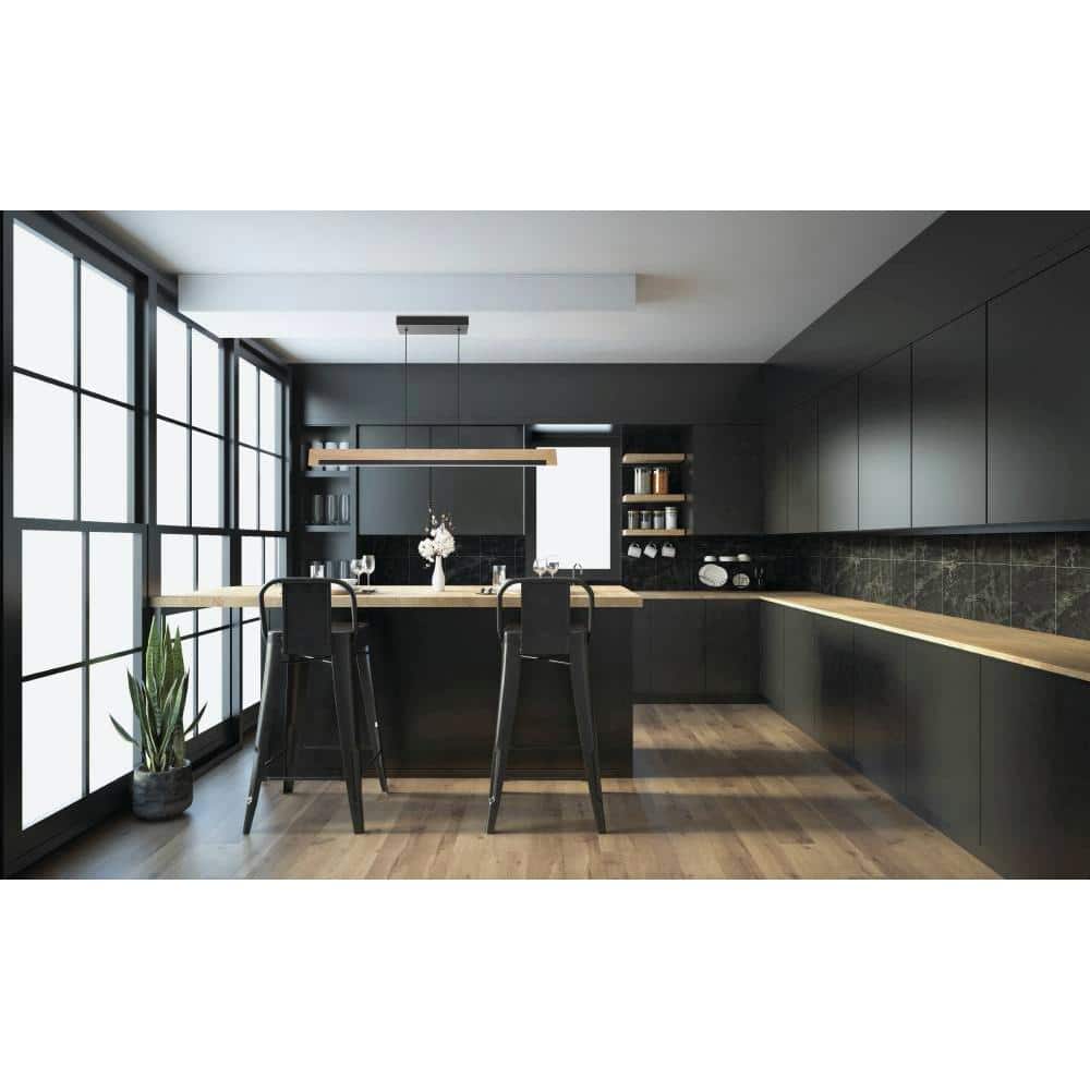 Camacho 43'' Black and Natural LED Linear Pendant Light