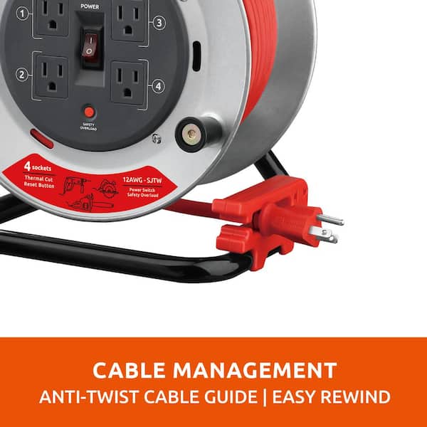 Have a question about Link2Home 50 ft. Heavy-Duty Professional Grade Metal Cord  Reel - High Visibility 12 AWG SJTW Extension Cord with 4 Power Outlets? -  Pg 3 - The Home Depot