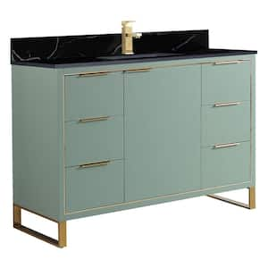 Opulence 48 in. W x 18 in. D x 33.5 in. H Single Sink Bath Vanity in Mint Green with Black Marble Top