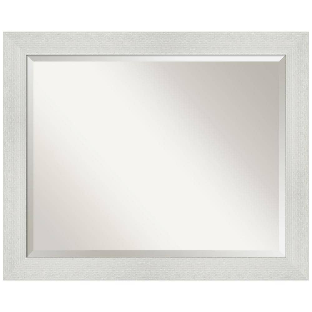 Elegant Mosaic White Wood Framed 26.5" Vanity Mirror