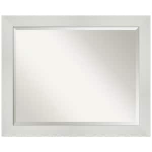 Medium Rectangle Glossy White Beveled Glass Modern Mirror (26.25 in. H x 32.25 in. W)