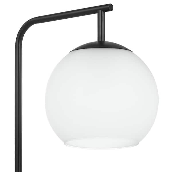 Frazier 59 in. Black Floor Lamp with Milk Glass Shade