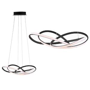 Alexia 25 in. Black Abstract Integrated LED Metal Adjustable Pendant