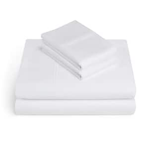 625 Thread Count 4-Piece White Solid Cotton Queen Sheet Set