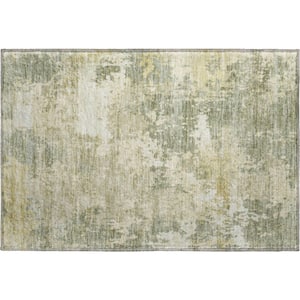 Mayfield Premium Machine Washable Abstract AMF2142 Sage 2 ft. x 3 ft. Accent Rug