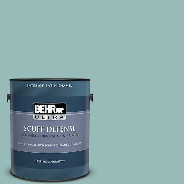 BEHR ULTRA 1 gal. #PPU12-06 Lap Pool Blue Extra Durable Satin Enamel Interior Paint & Primer