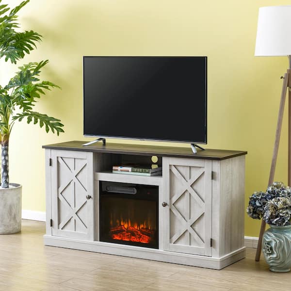 Emelia tv deals stand with fireplace