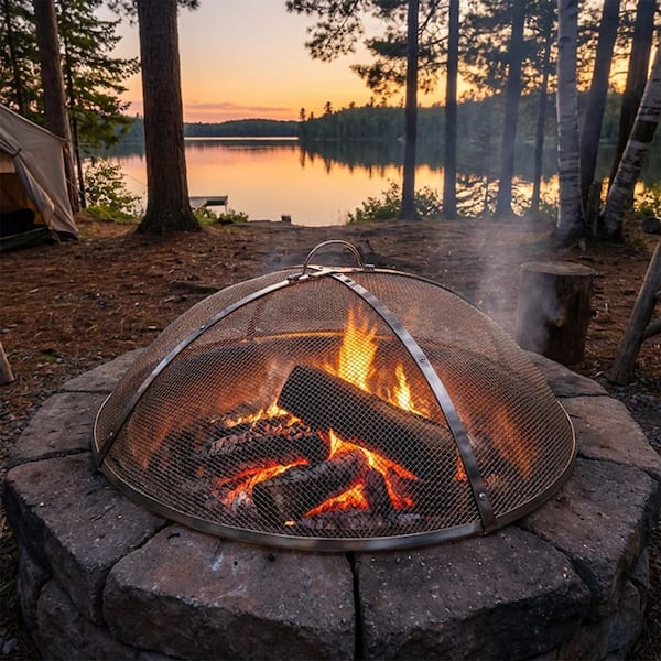 Sunnydaze Heavy-Duty Stainless Steel Fire Pit Spark Screen-24 in