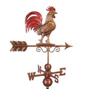 Bantam Red Rooster Weathervane - Pure Copper Hand Multi-Color Patina