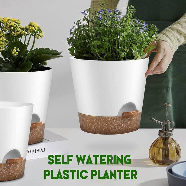 Primehome 3-Piece Ceramic Plant Pot Set (5.7, 4.7, 3.5 Inch) with Drainage - Modern Decorative Planter for Outdoor/Indoor Use