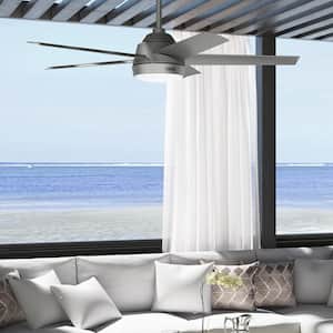 Skyflow 52 in. Indoor/Outdoor Matte Silver Standard Ceiling Fan with Soft White Integrated LED and Remote Included