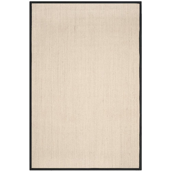 SAFAVIEH Natural Fiber Marble/Black 6 ft. x 9 ft. Border Area Rug