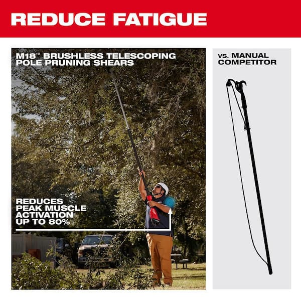Milwaukee M18 Brushless 18-Volt Lithium-Ion Cordless Telescoping Pole Pruning Shears Saw (Tool-Only)