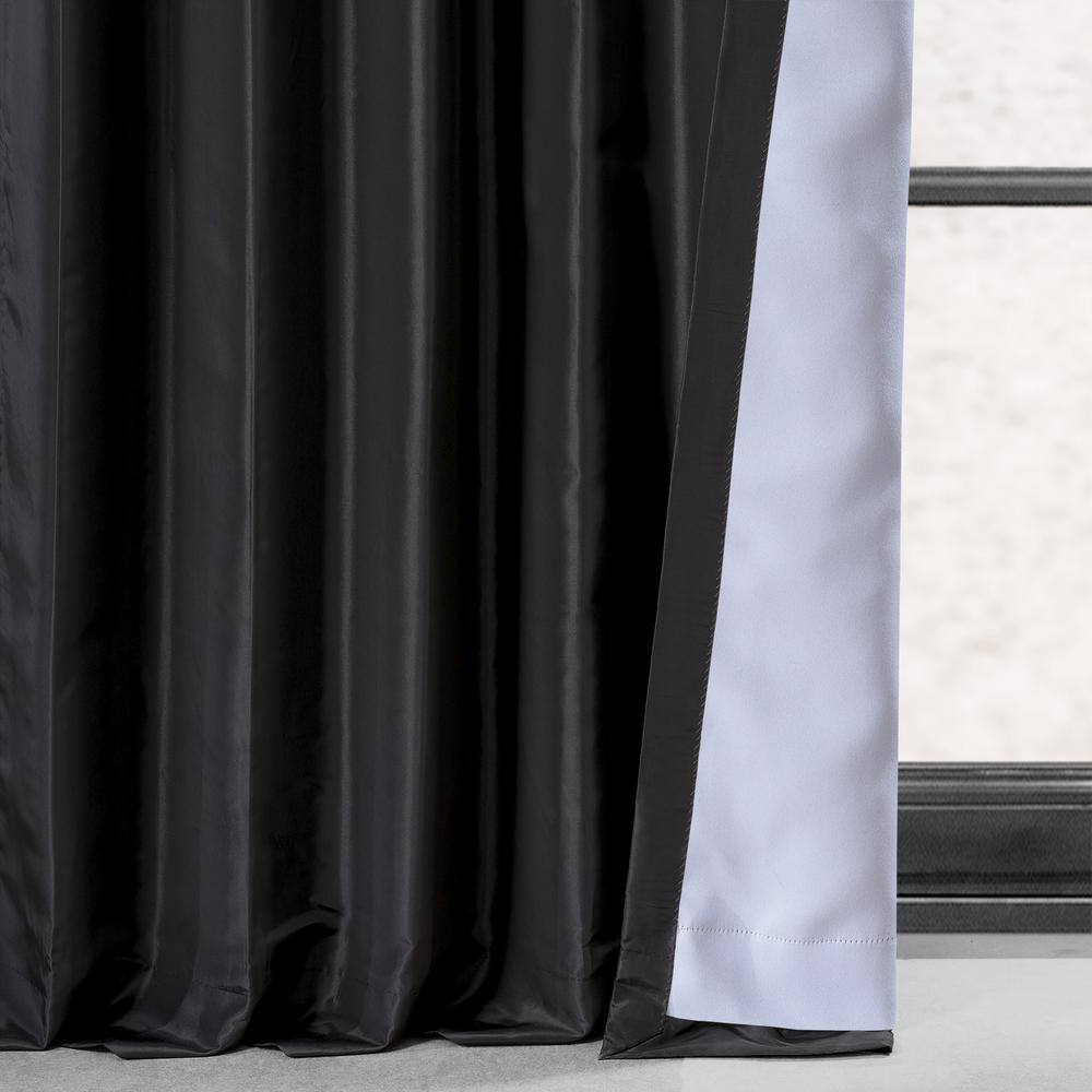 Black 120-Inch Blackout Faux Silk Curtain Panel