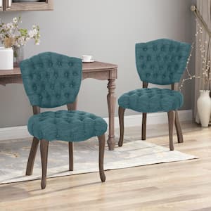 Crosswind Teal and Brown Wash Tufted Dining Chair (Set of 2)