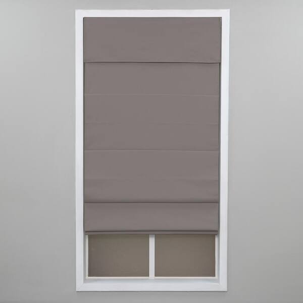 Perfect Lift Window Treatment Gray Cordless Blackout Energy-Efficient Cotton Roman Shade 68 in. W x 72 in. L