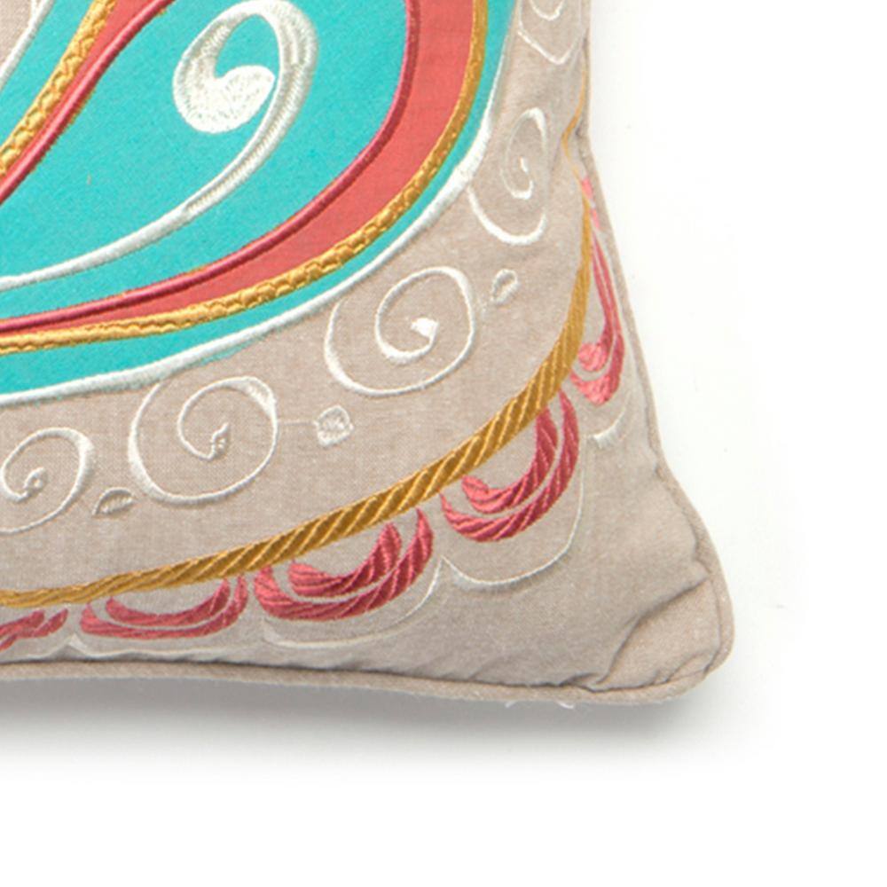 Ashbury Spring Embroidered Square Cotton Pillow