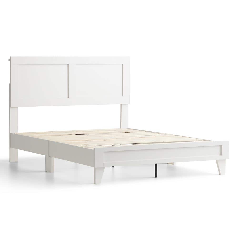 Brookside Lily White King Double Framed, Platform Bed Frame Queen White Wooden