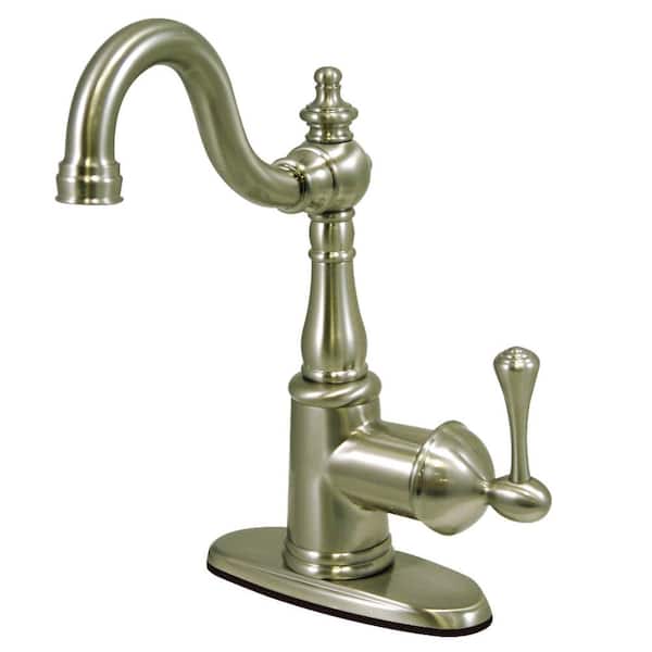 Kingston Brass English Vintage Single Hole Single-Handle Bathroom Faucet in Brushed Nickel