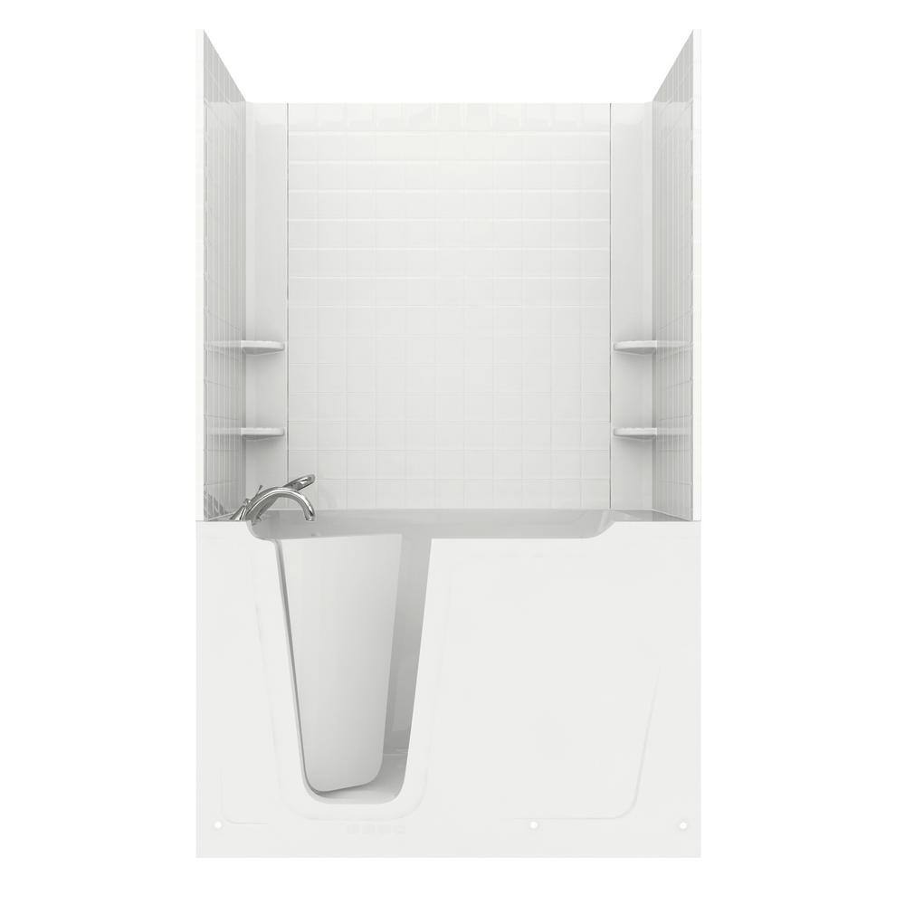Rampart 5 ft. Walk-in Air Bathtub with 4 in. Tile Easy Up Adhesive Wall Surround in White price history on PriceWatchPro